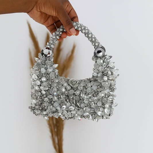 Santorinni Hand made Purse - Sparxling silver