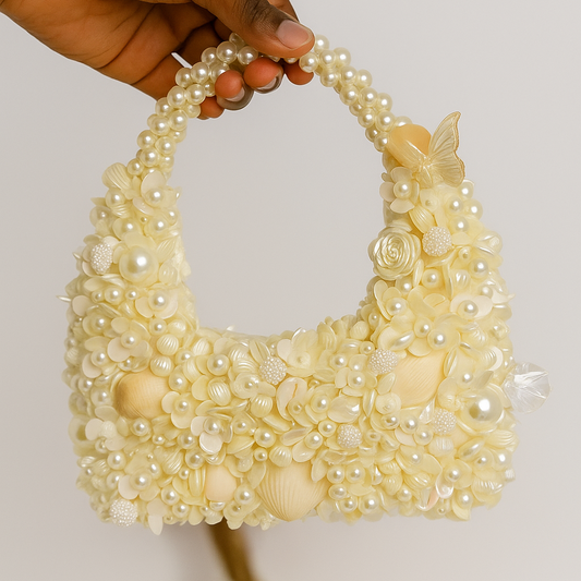 Santorinni Hand made Purse - Milky whites
